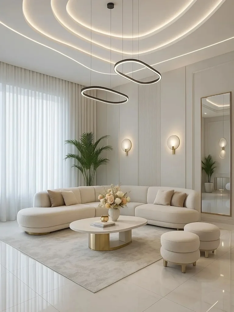 Living Room Decor Ideas to Create a Luxurious and Modern Space 12 Modern living room decor with area rug, accent chairs, and cozy luxury styling