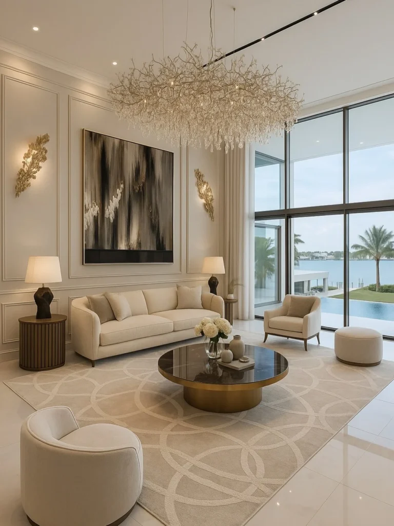Elegant living room seating arrangement with defined conversation area