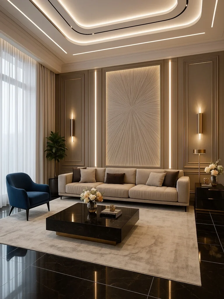 Living Room Decor Ideas to Create a Luxurious and Modern Space 7 Luxury living room lighting ideas with LED ceiling lights and elegant modern design