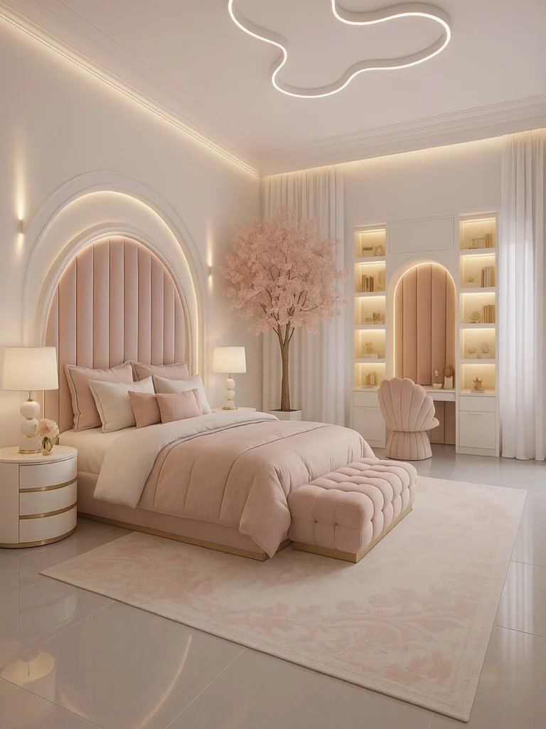 Girl and Boy Bedroom Design Ideas for a Stylish & Modern Space 6 Elegant pink girl bedroom design with soft pastel decor and cozy bed