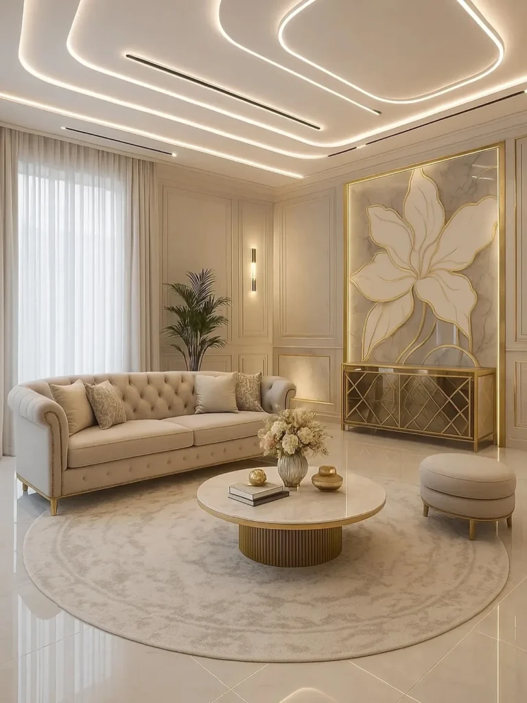 Living Room Decor Ideas to Create a Luxurious and Modern Space 9 Modern living room wall decor ideas with panel design, artwork, and luxury interior styling