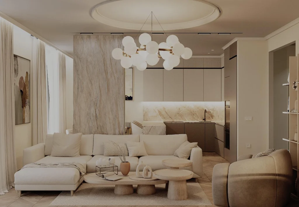 Living room with mismatched furniture styles lacking visual harmony