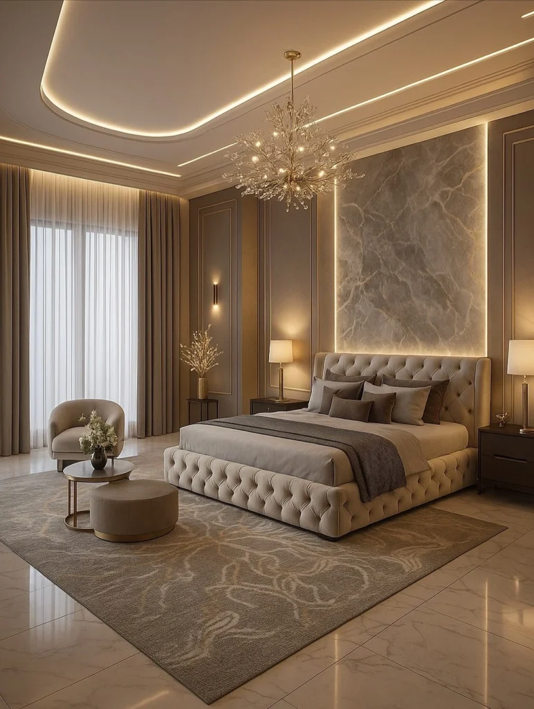 Neutral color small bedroom design that looks expensive