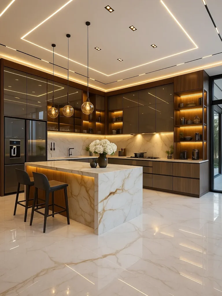 Luxury kitchen organization ideas with spacious island, smart storage, and modern interior design