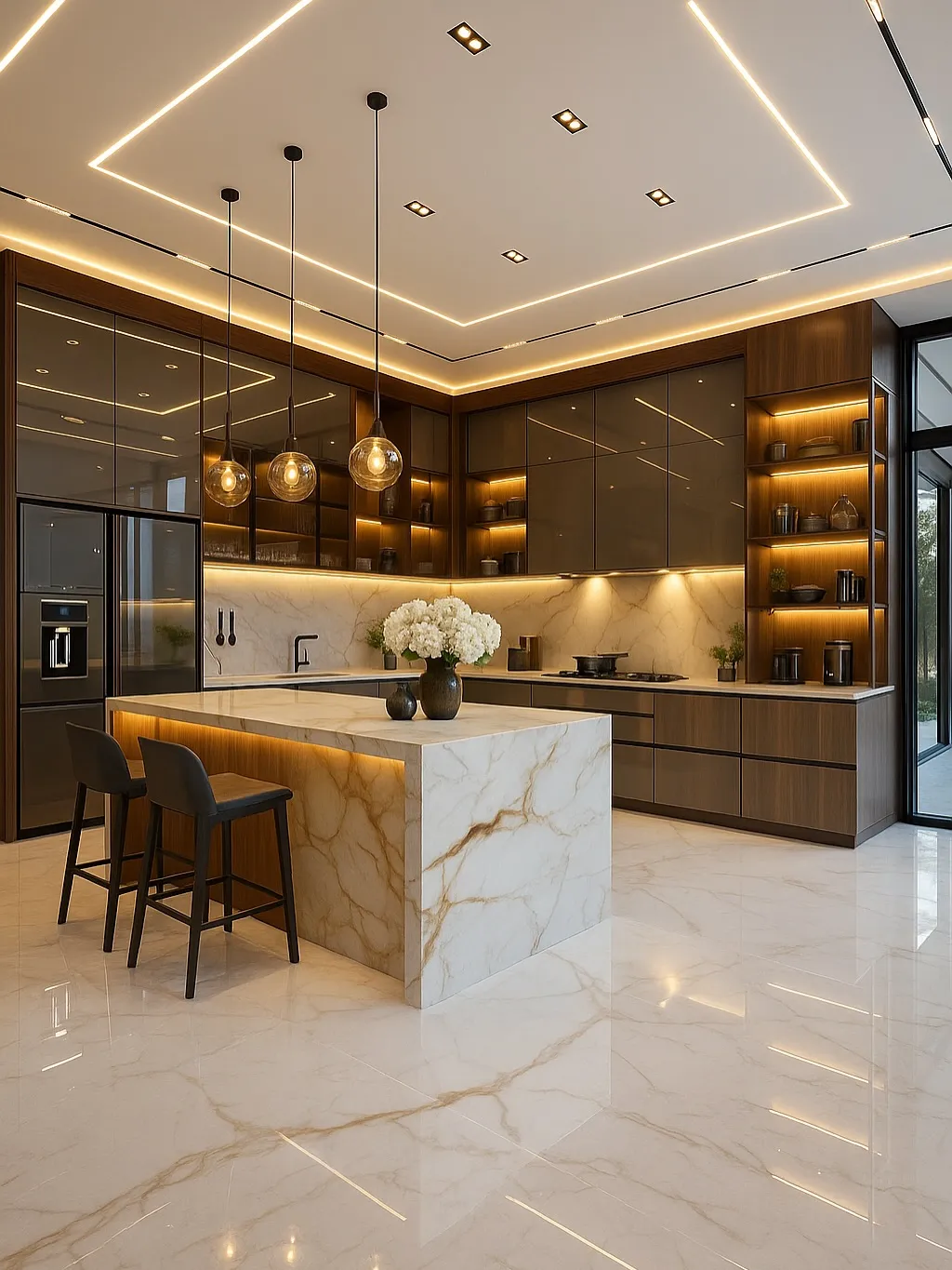 Luxury kitchen organization ideas with spacious island, smart storage, and modern interior design