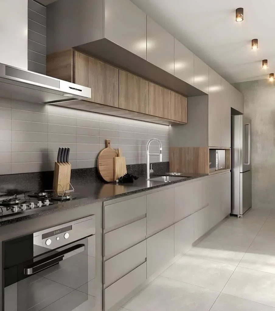 sleek modern kitchen with built-in appliances