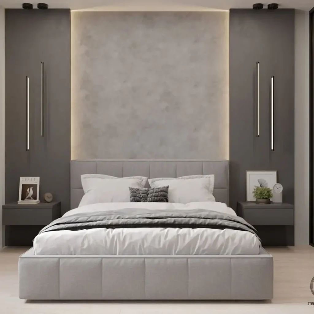 Cozy beige bedroom with natural light and minimalist furniture