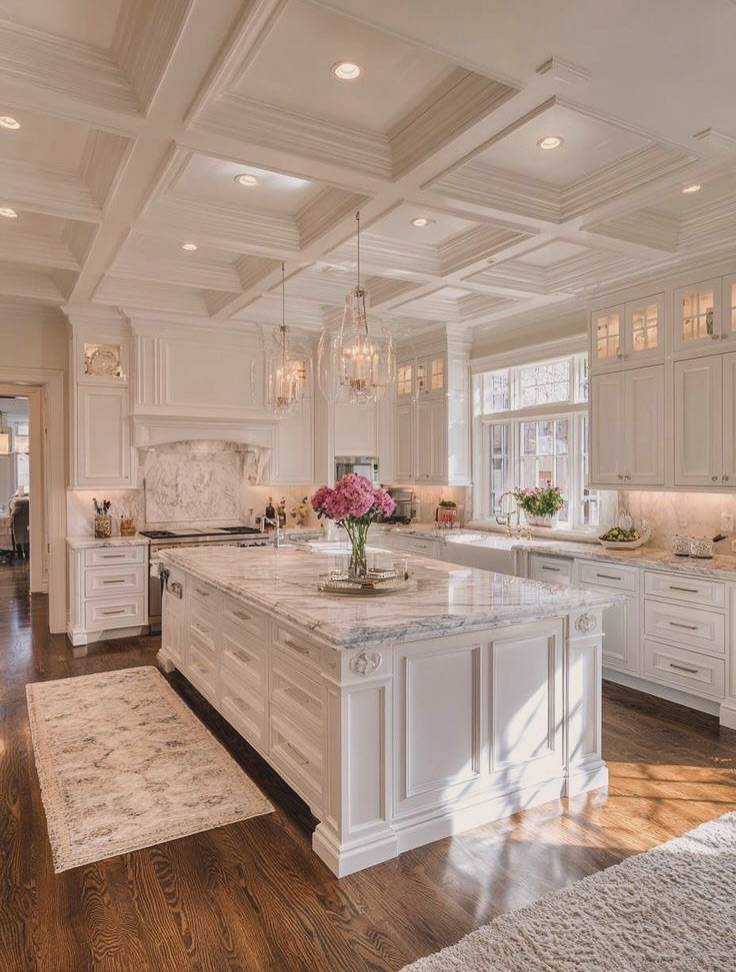 13+ Modern Kitchen Design Ideas for a Stylish and Functional Home 14 Modern kitchen with built-in appliances, wooden cabinets, and marble backsplash