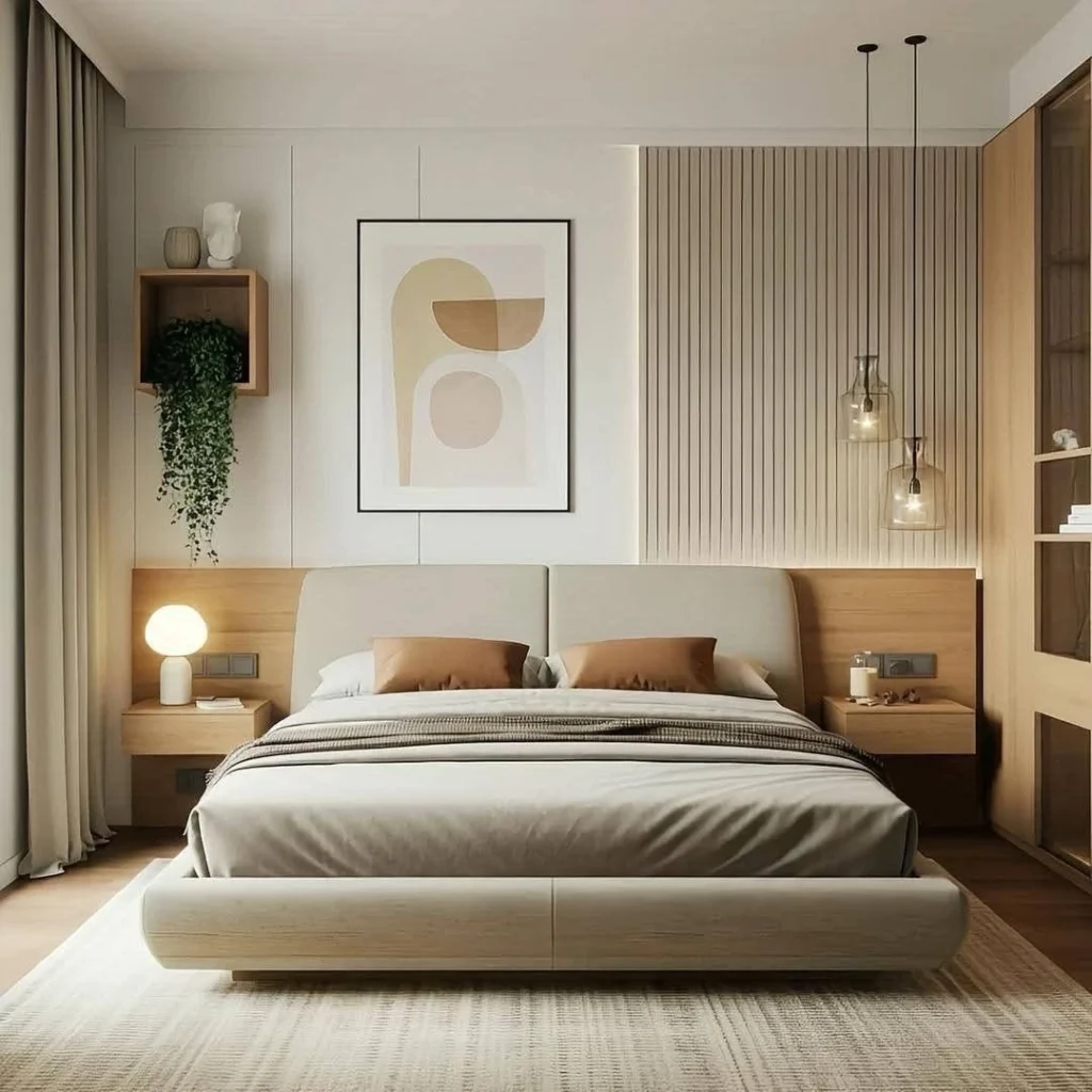 13 Elegant Modern Bedroom Design Ideas for a Calm & Luxurious Space 7 Elegant bedroom with ambient LED lighting and modern wall design