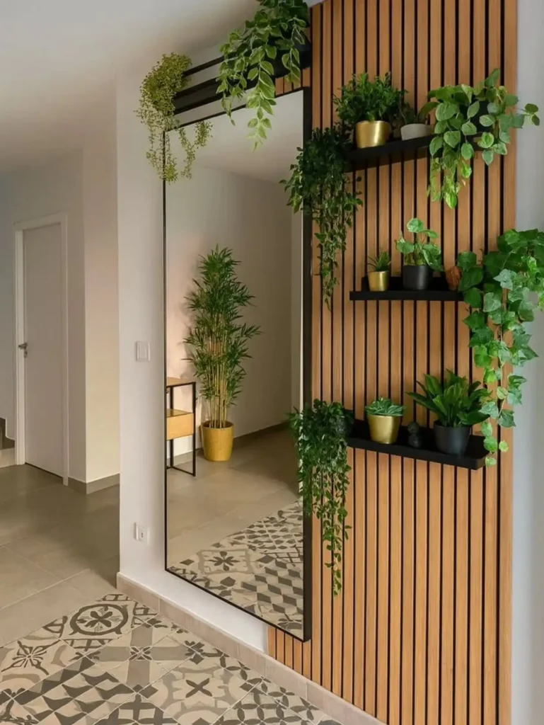 Modern entryway with layered textures and minimalist decor