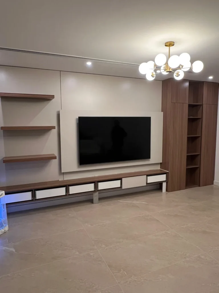 13 Modern Media Wall Ideas to Instantly Elevate Your Living Room 5 Media wall with built-in cabinets and wall-mounted TV